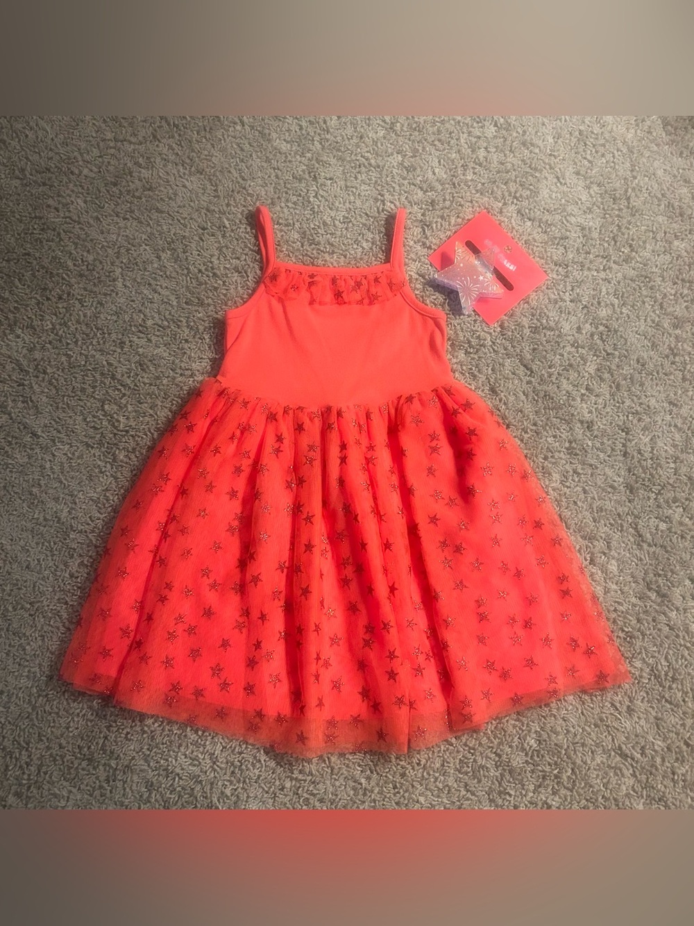 Cat & Jack Red Star Tutu Dress w/ Star-Shaped Claw Clip